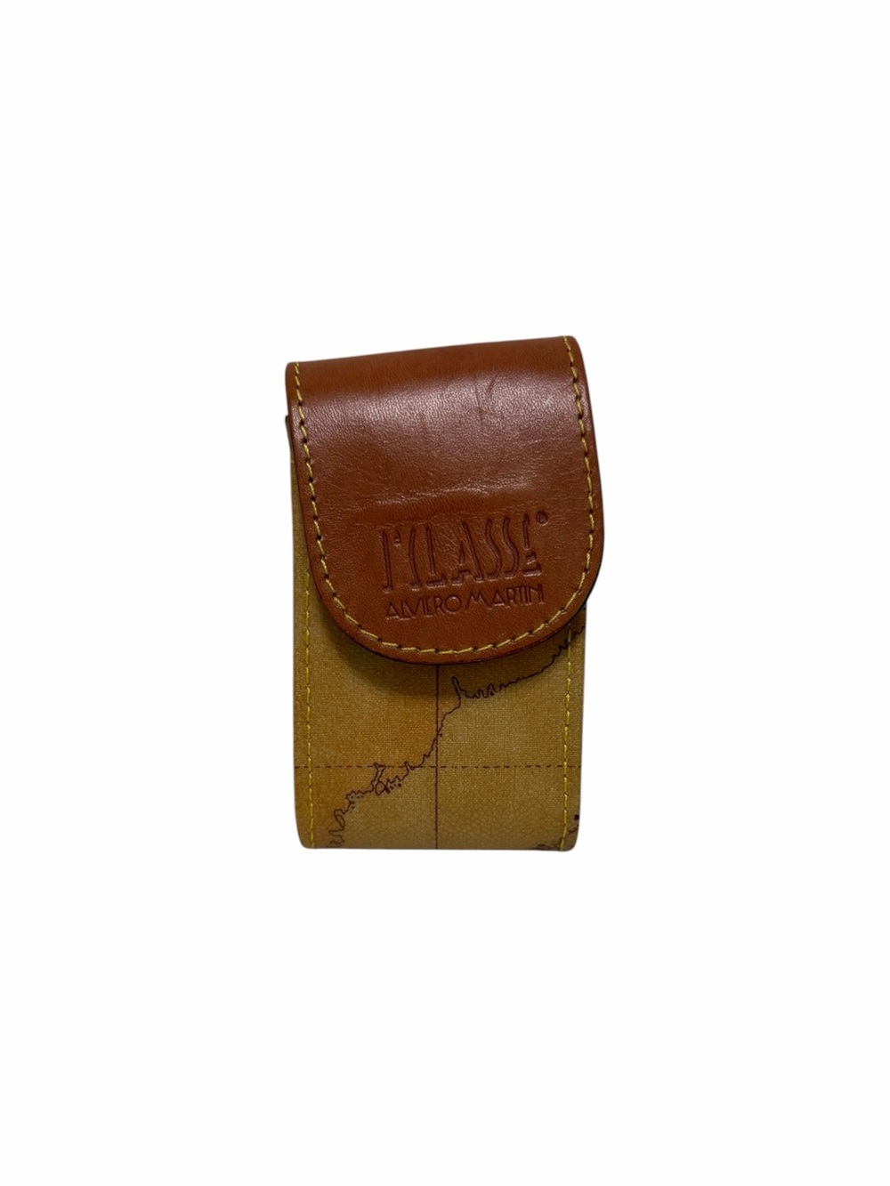 Alviero Martini Tan Map Leather Key Chain